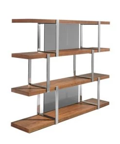 Angel Cerda Étagères Etagère Placage Noyer Et Acier Inoxydable Chromé