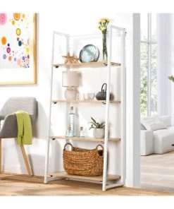 Casâme Étagères Étagère Pliable 4 Niveaux Style Industriel - Blanc -Vaisseliers Soldes Magasin etagere pliable 4 niveaux style industriel blanc 1