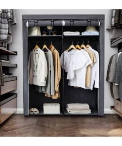 Calicosy Étagères Etagère Pliable Noire Pour Dressing Avec Housse De Protection -Vaisseliers Soldes Magasin etagere pliable noire pour dressing avec housse de protection 2