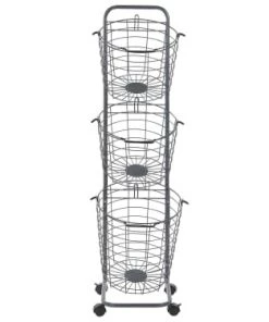 Beliani Étagères Étagère Pour Paniers Métalliques à 3 étages Gris