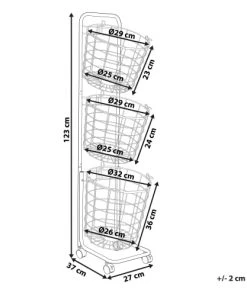 Beliani Étagères Étagère Pour Paniers Métalliques à 3 étages Gris -Vaisseliers Soldes Magasin etagere pour paniers metalliques a 3 etages gris 5