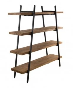 MACABANE Étagères Etagère Pyramidale 4 Niveaux En Teck Recyclé Et Métal Noir -Vaisseliers Soldes Magasin etagere pyramidale 4 niveaux en teck recycle et metal noir 2