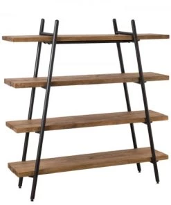 MACABANE Étagères Etagère Pyramidale 4 Niveaux En Teck Recyclé Et Métal Noir