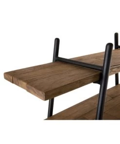 MACABANE Étagères Etagère Pyramidale 4 Niveaux En Teck Recyclé Et Métal Noir -Vaisseliers Soldes Magasin etagere pyramidale 4 niveaux en teck recycle et metal noir 3