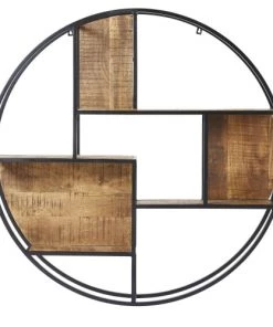 Maisons Du Monde Étagères Etagère Ronde En Métal Noir Et Manguier