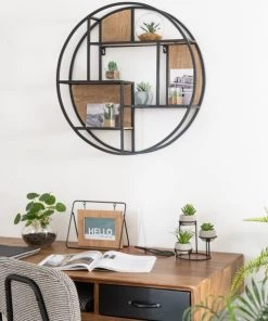 Maisons Du Monde Étagères Etagère Ronde En Métal Noir Et Marron -Vaisseliers Soldes Magasin etagere ronde en metal noir et marron 1000 2 14 215018 4
