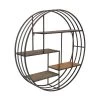 EMDE Étagères Etagère Ronde Mix Bois Métal Noir