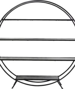 Kare Design Étagères Etagère Ronde Noire En Acier Et Acacia Massif Noir