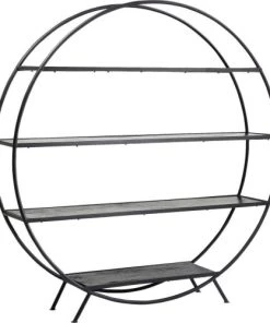Kare Design Étagères Etagère Ronde Noire En Acier Et Acacia Massif Noir -Vaisseliers Soldes Magasin etagere ronde noire en acier et acacia massif noir 3