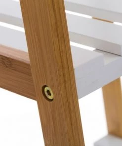 Wadiga Étagères Étagère Salle De Bain Bambou Blanc 4 étages - 34x33x110cm -Vaisseliers Soldes Magasin etagere salle de bain bambou blanc 4 etages 34x33x110cm 2