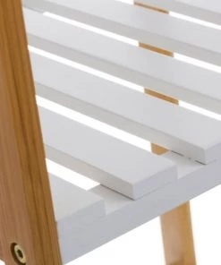 Wadiga Étagères Étagère Salle De Bain Bambou Blanc 5 étages - 34x33x140cm -Vaisseliers Soldes Magasin etagere salle de bain bambou blanc 5 etages 34x33x140cm 2