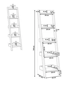Beliani Étagères échelle En Bois -Vaisseliers Soldes Magasin etageres echelle en bois 5