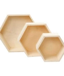 Youdoit Étagères En Bois Hexagonales 15/19/24cm - Lot De 3