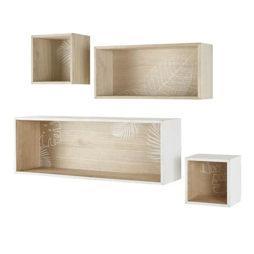 Maisons Du Monde Étagères Etagères Murales Bicolores Imprimé Végétal Blanc (x4) – Image 2