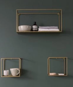 Decoclico Factory Étagères Etagères Murales En Métal Filaire Or -Vaisseliers Soldes Magasin etageres murales en metal filaire or 3