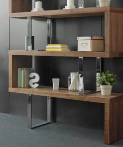 Angel Cerda Étagères Placage En Noyer Et Acier Chromé -Vaisseliers Soldes Magasin etageres placage en noyer et acier chrome 2