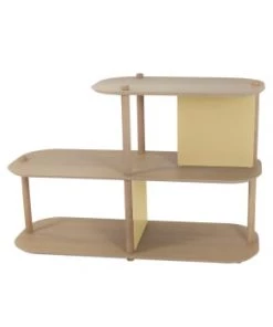 DIZY Design Étagères Grande étagère 2 Niveaux Et Demi En Chêne Et Métal Vernis BRUT -Vaisseliers Soldes Magasin grande etagere 2 niveaux et demi en chene et metal laiton 1