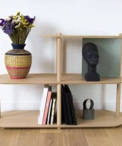 DIZY Design Étagères Grande étagère 2 Niveaux Et Demi En Chêne Et Métal Laiton -Vaisseliers Soldes Magasin grande etagere 2 niveaux et demi en chene et metal laiton 7