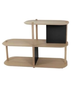 DIZY Design Étagères Grande étagère 2 Niveaux Et Demi En Chêne Et Métal Noir