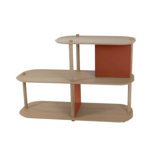 DIZY Design Étagères Grande étagère 2 Niveaux Et Demi En Chêne Et Métal Terracotta 1 DIZY Design Étagères Grande étagère 2 Niveaux Et Demi En Chêne Et Métal Terracotta