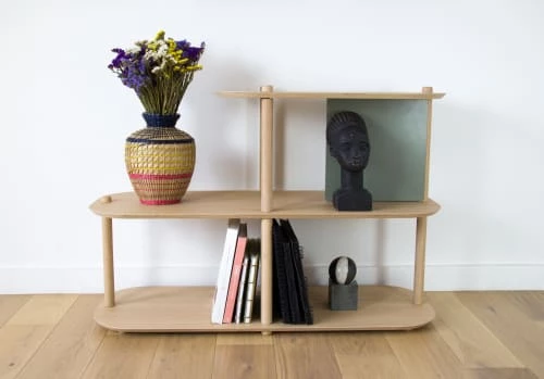 DIZY Design Étagères Grande étagère 2 Niveaux Et Demi En Chêne Et Métal Terracotta 3 DIZY Design Étagères Grande étagère 2 Niveaux Et Demi En Chêne Et Métal Terracotta – Image 3