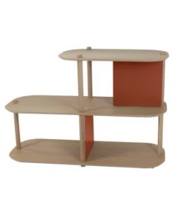 DIZY Design Étagères Grande étagère 2 Niveaux Et Demi En Chêne Et Métal Laiton -Vaisseliers Soldes Magasin grande etagere 2 niveaux et demi en chene et metal terracotta 8