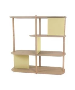 DIZY Design Étagères Grande étagère 4 Niveaux En Chêne Et Métal Vernis BRUT -Vaisseliers Soldes Magasin grande etagere 4 niveaux en chene et metal laiton 2