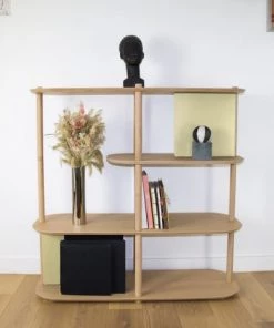 DIZY Design Étagères Grande étagère 4 Niveaux En Chêne Et Métal Laiton -Vaisseliers Soldes Magasin grande etagere 4 niveaux en chene et metal laiton 6