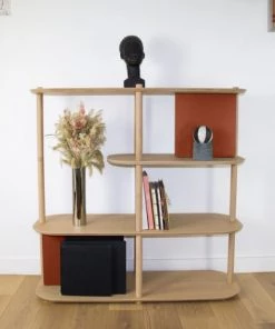 DIZY Design Étagères Grande étagère 4 Niveaux En Chêne Et Métal Terracotta -Vaisseliers Soldes Magasin grande etagere 4 niveaux en chene et metal terracotta 7