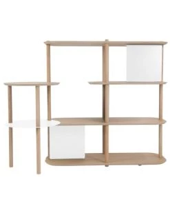 DIZY Design Étagères Grande étagère Avec Plateaux Pivotants En Chêne Et Métal Blanc