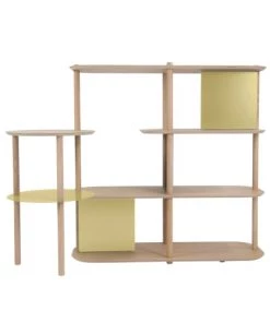 DIZY Design Étagères Grande étagère Avec Plateaux Pivotants En Chêne Et Métal Laiton