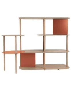 DIZY Design Étagères Grande étagère Avec Plateaux Pivotants En Chêne Et Métal Terracotta