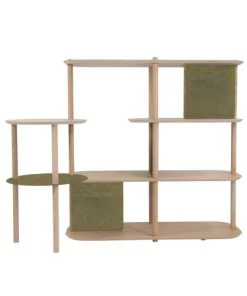 DIZY Design Étagères Grande étagère Avec Plateaux Pivotants En Chêne Et Métal Vernis BRUT