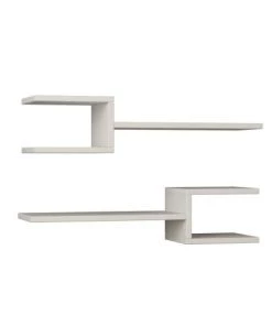 Toilinux Étagères Lot De 2 étagères Murales L.75 Cm Blanc