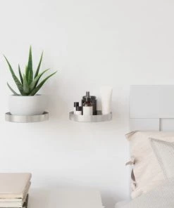 Umbra Étagères Lot De 2 étagères Murales Rondes D 16,5cm Nickel -Vaisseliers Soldes Magasin lot de 2 etageres murales rondes d 16 5cm nickel 2