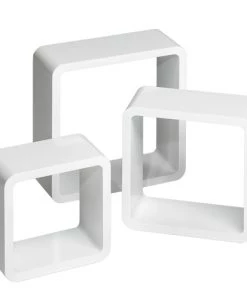 Tectake Étagères Lot De 3 étagères Cube LENA Effet Blanc