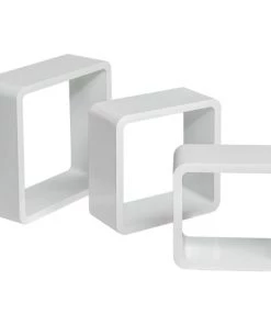 Tectake Étagères Lot De 3 étagères Cube LENA Effet Blanc -Vaisseliers Soldes Magasin lot de 3 etageres cube lena effet blanc 4