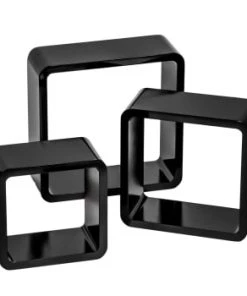 Tectake Étagères Lot De 3 étagères Cube LENA Effet Noir/blanc -Vaisseliers Soldes Magasin lot de 3 etageres cube lena effet noir 1