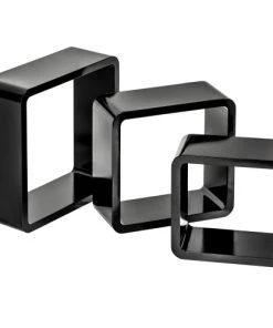 Tectake Étagères Lot De 3 étagères Cube LENA Effet Noir -Vaisseliers Soldes Magasin lot de 3 etageres cube lena effet noir 6