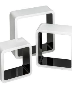 Tectake Étagères Lot De 3 étagères Cube LENA Effet Noir/blanc