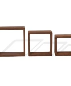Mobili Rebecca Étagères Lot De 3 étagères Cubiques En Bois Paulownia Marron Foncé -Vaisseliers Soldes Magasin lot de 3 etageres cubiques en bois paulownia marron fonce 2