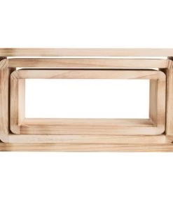 Mobili Rebecca Étagères Lot De 3 étagères Murales En Bois De Paulownia Marron Clair -Vaisseliers Soldes Magasin lot de 3 etageres murales en bois de paulownia marron clair 2