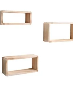 Mobili Rebecca Étagères Lot De 3 étagères Murales En Bois De Paulownia Marron Clair -Vaisseliers Soldes Magasin lot de 3 etageres murales en bois de paulownia marron clair 3