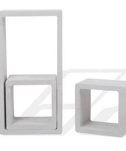 Mobili Rebecca Étagères Lot De 3 étagères Murales En Bois Paulownia Blanc -Vaisseliers Soldes Magasin lot de 3 etageres murales en bois paulownia blanc 2