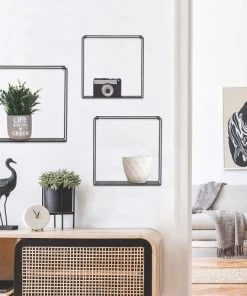 Casâme Étagères Lot De 3 étagères Murales En Métal - Noir -Vaisseliers Soldes Magasin lot de 3 etageres murales en metal noir 3