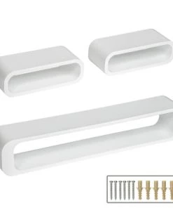 Tectake Étagères Lot De 3 étagères Murales LIV Effet Blanc -Vaisseliers Soldes Magasin lot de 3 etageres murales liv effet blanc 2