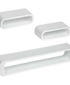 Tectake Étagères Lot De 3 étagères Murales LIV Effet Blanc