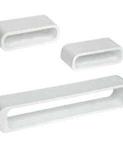 Tectake Étagères Lot De 3 étagères Murales LIV Effet Blanc -Vaisseliers Soldes Magasin lot de 3 etageres murales liv effet blanc 5