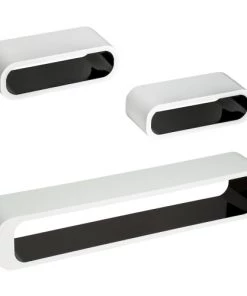 Tectake Étagères Lot De 3 étagères Murales LIV Effet Noir/blanc