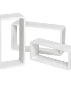 Tectake Étagères Lot De 3 étagères Murales Rectangle LEONIE Effet Blanc